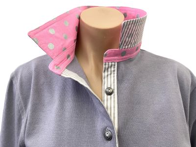 Light Grey Rugby - Pink & silver spot trim