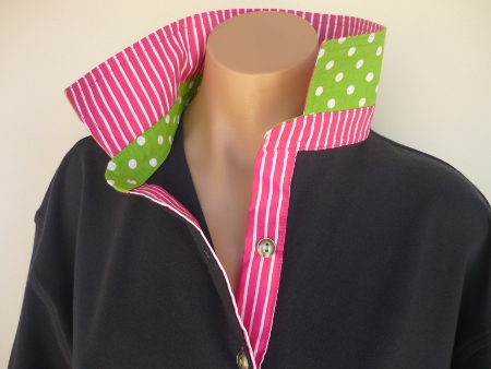 Navy rugby - Hot pink stripe & Lime green spot trim