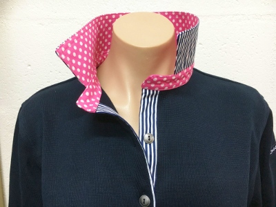 Navy Rugby - Poppy Pink spot & navy stripe