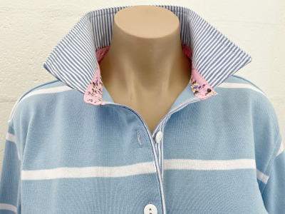 SALE Light blue stripe Short sleeve- Medium Relaxed fit ONLY