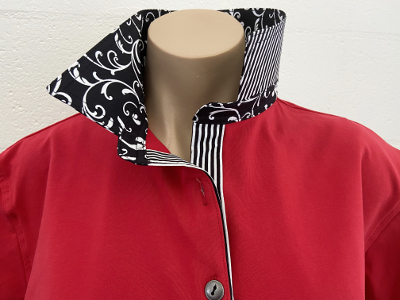 Red Rugby - Black swirl & stripe