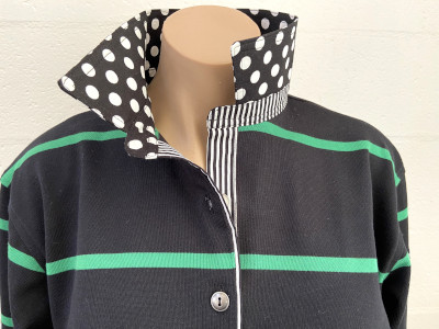 Black & Green stripe Rugby - Black spot trim