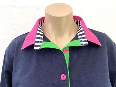 Navy rugby - Pink & green trim - Image 4
