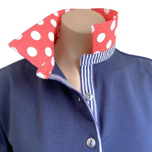 Navy rugby - Coral spot & navy stripe