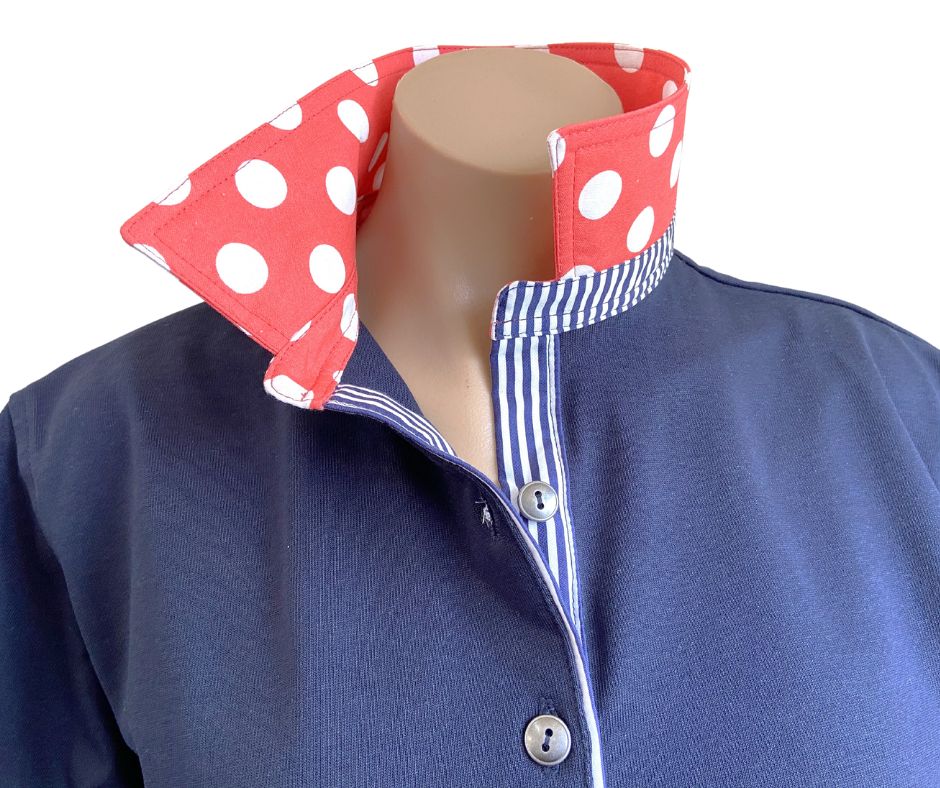 Navy rugby - Coral spot & navy stripe