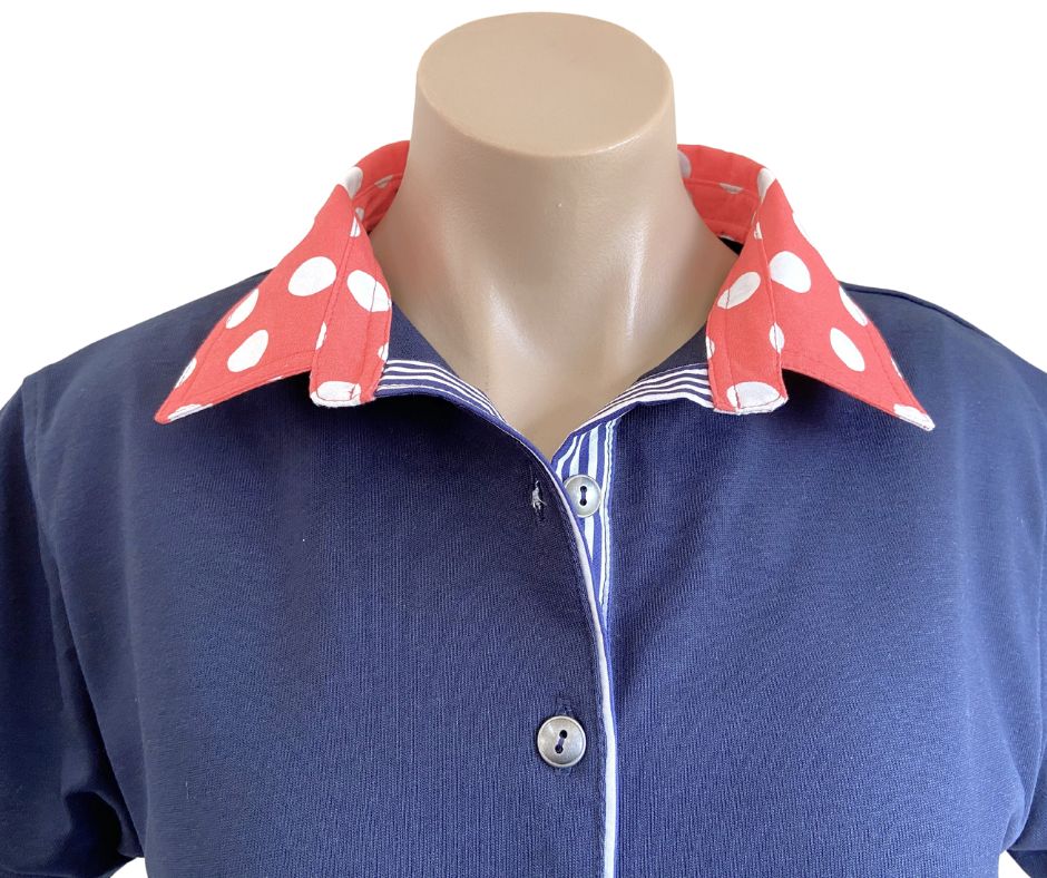 Navy rugby - Coral spot & navy stripe - Image 2