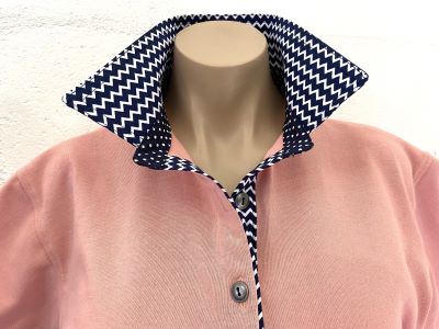 Peach Rugby - Navy chevron & spot