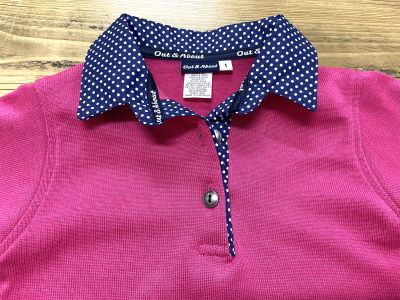 Hot pink kids rugby - Small navy spot trim