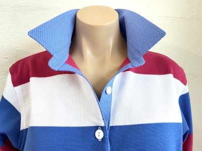 Lucy stripe Rugby - Cornflower spot trim