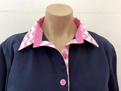 Navy rugby - Candy pink chevon & spot - Image 3