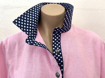 Light pink Rugby - Mid navy spot trim