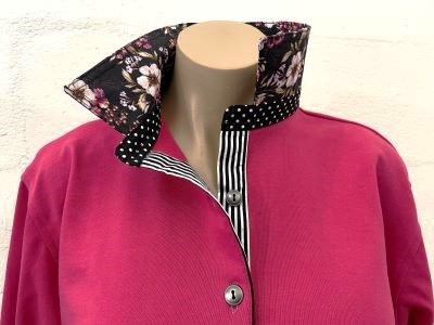 Hot pink Rugby -Ruth floral & black spot