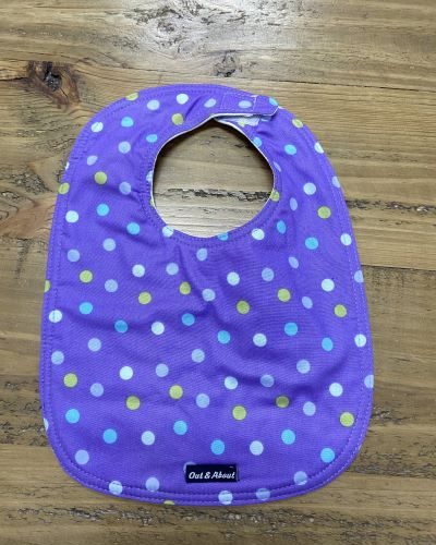 Purple spot baby bib
