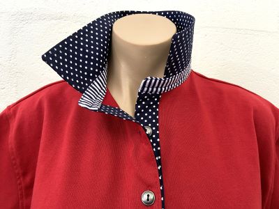 Red Rugby - Navy spot & stripe
