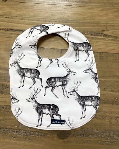 Neutral deer baby bib
