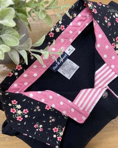 Black rugby - Ebony floral & light pink