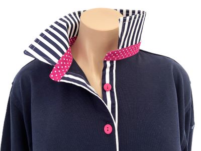Navy rugby - Wide navy stripe & pink spot