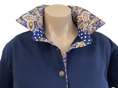 Navy rugby - Sapphire paisley trim