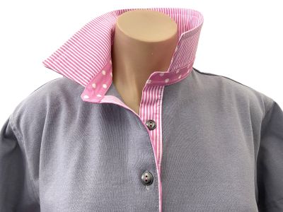 Light Grey Rugby - Light pink stripe & spot