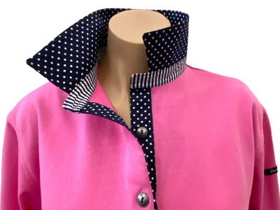Candy pink Rugby -Navy spot & stripe