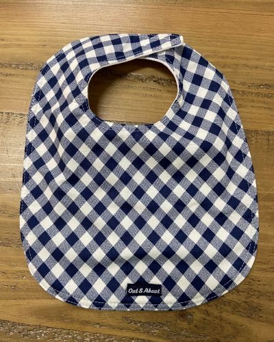 Navy gingham baby bib