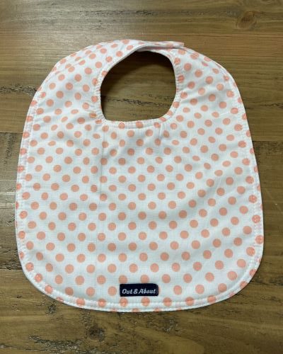 Peach spot baby bib