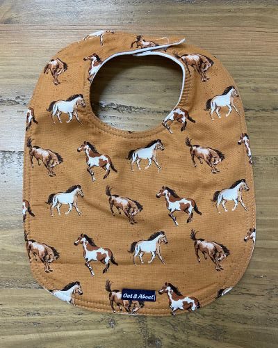 Tan horse baby bib