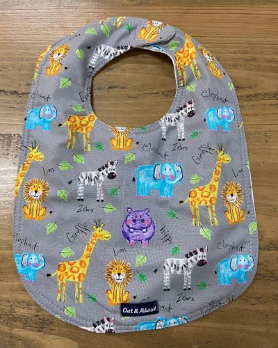 Grey Zoo baby bib