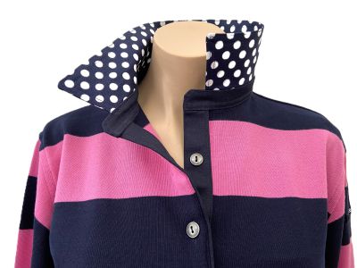 Rosie Stripe Rugby - Navy dotty trim