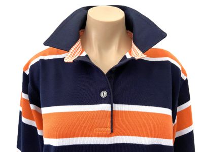 Billie Stripe Rugby - Navy + orange gingham