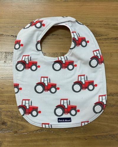 Red tractor baby bib