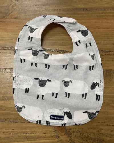 Soft grey sheep baby bib