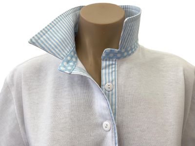 White rugby - Ice blue stripe & spot