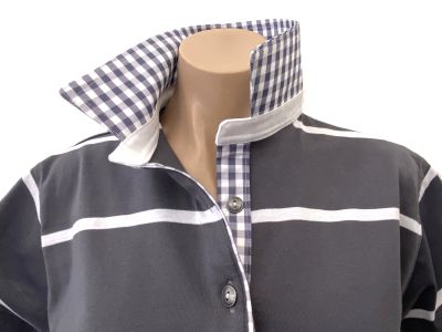 Laura Stripe Rugby - Steel gingham