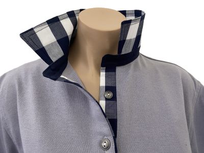 Light Grey Rugby - Large navy gingham