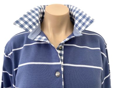 Demi Stripe Rugby- Denim gingham